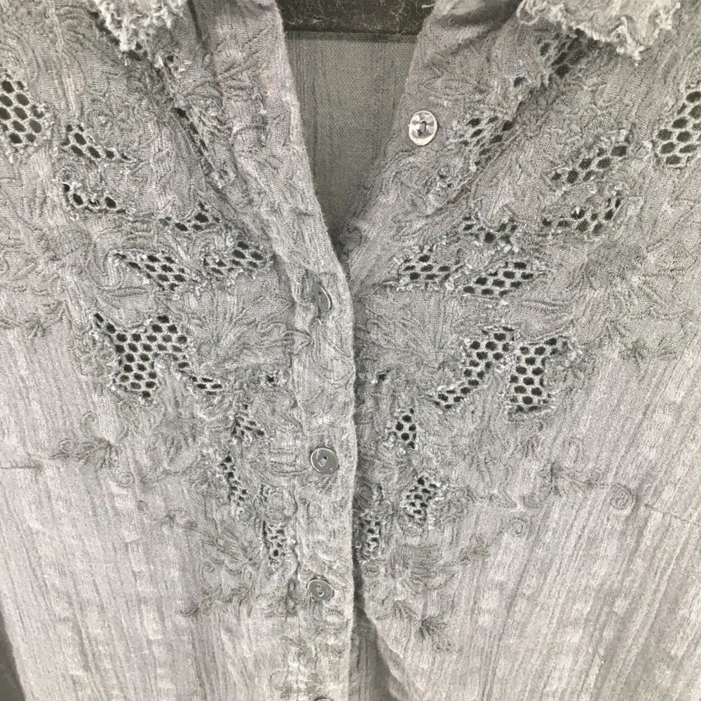 Free People Button Down Lace/Crotched Shirt
